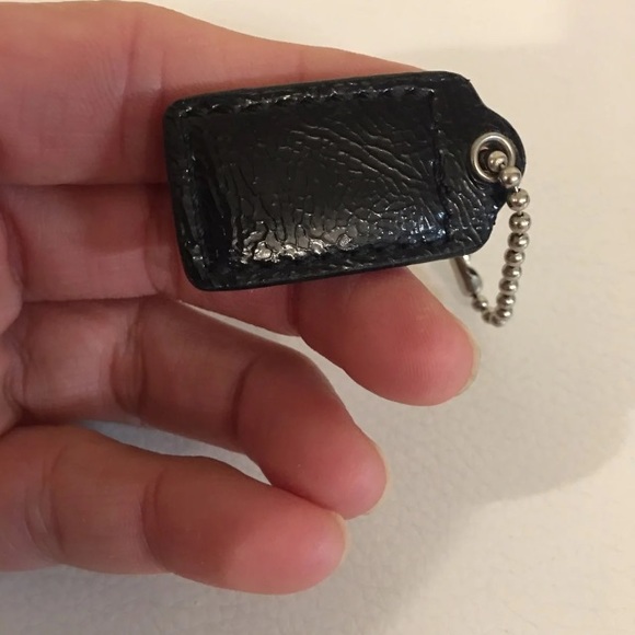 1.5 " Small COACH BLACK LEATHER KEY FOB CHARM KEYCHAIN HANG TAG WRISTLET - Picture 5 of 5